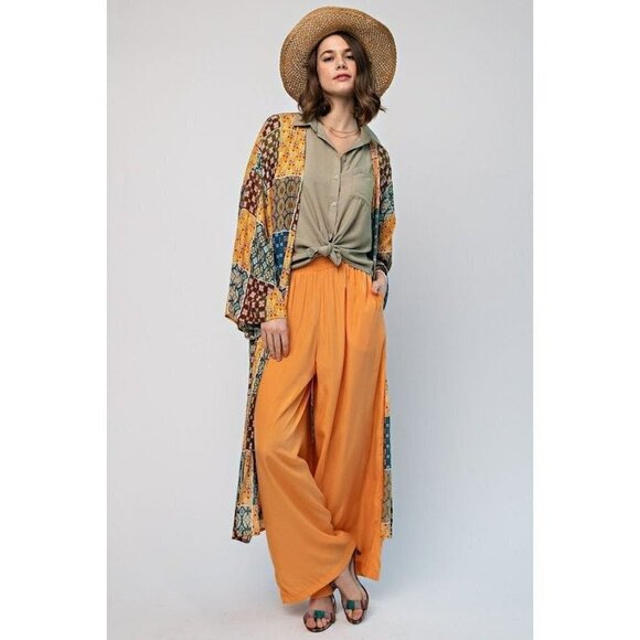 Artful Allure Patchwork Print Gauze Maxi Kimono - Picture 5 of 5